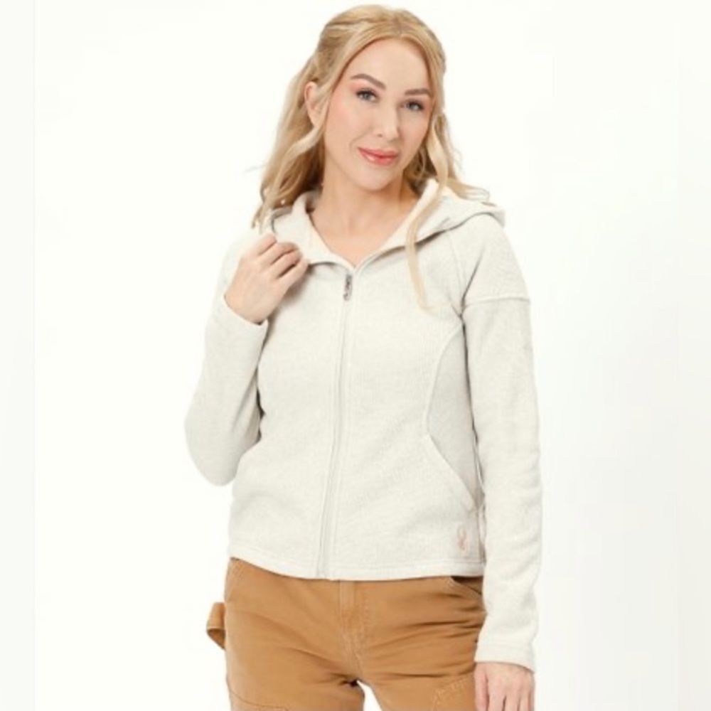 Spyder Cara Oatmeal Cream‎ Heather Full Zip Fleece Jacket Hoodie XL New $129